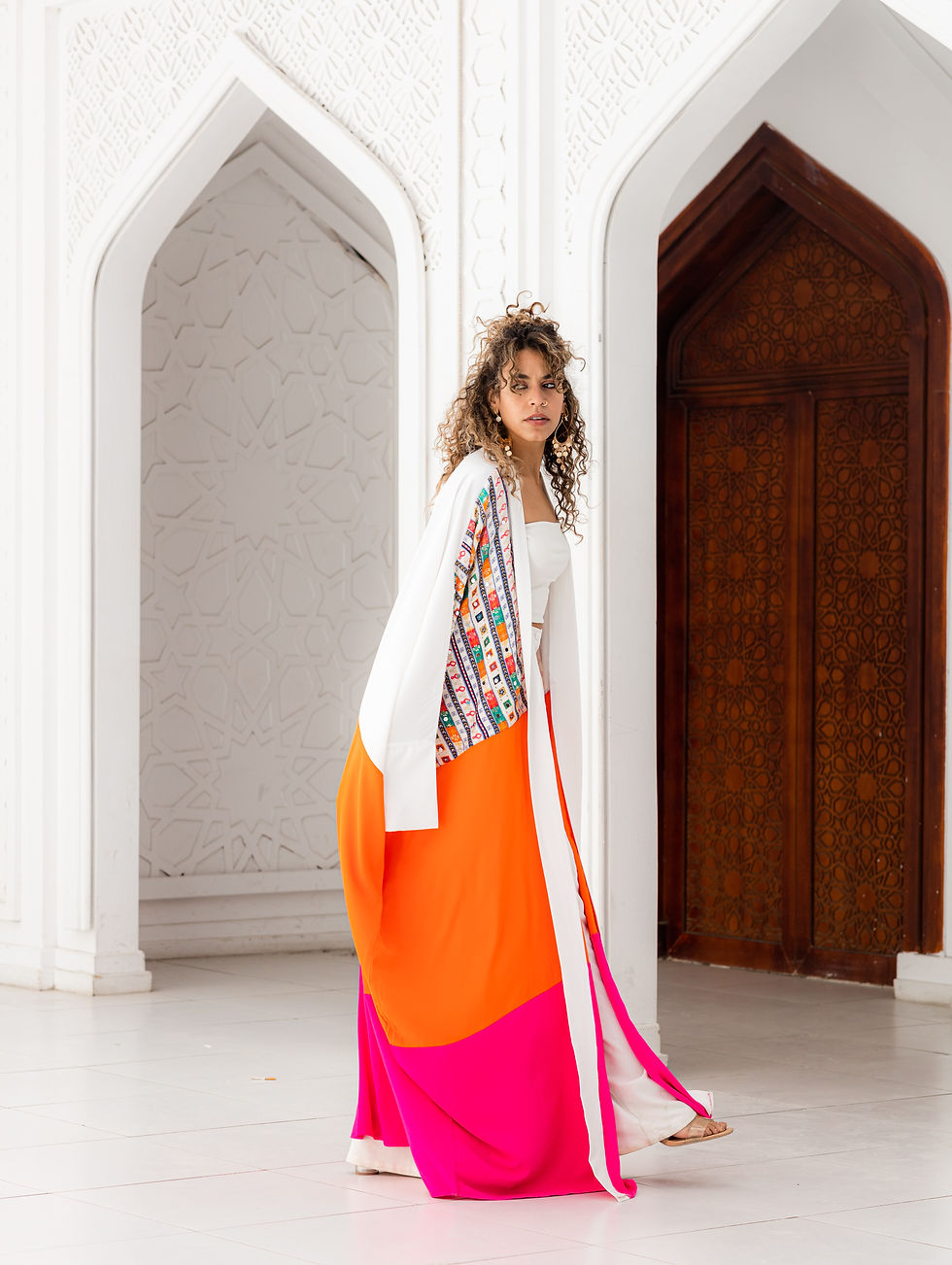 Thumbnail: Nagham embroidery mirrored kaftan
