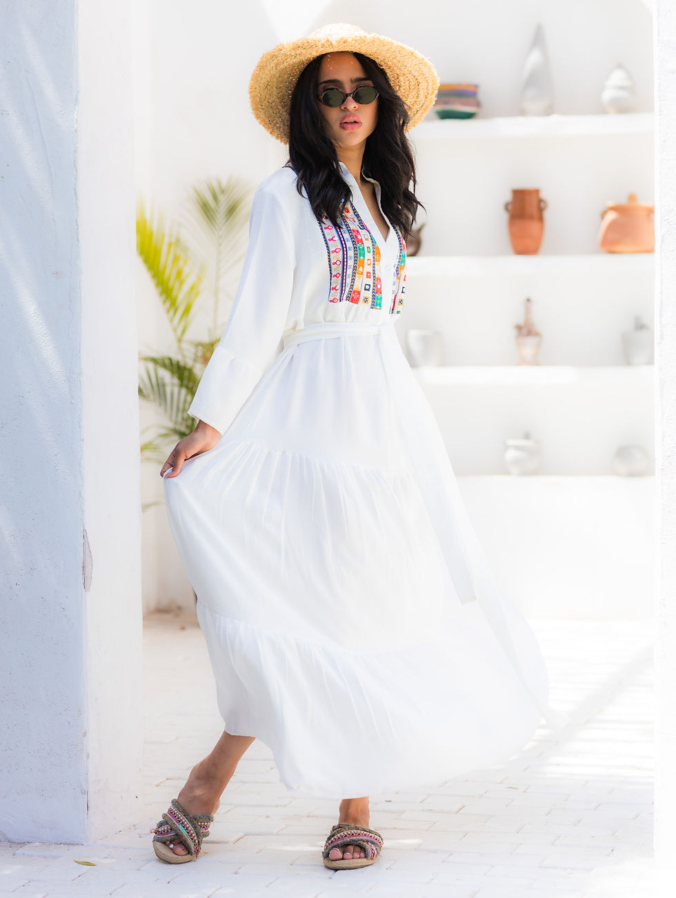 Thumbnail: Noniee mirrored embroidery dress