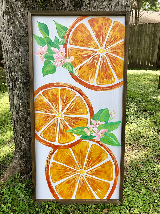 【セット商品】Orange&Parkアート（額あり）&カリフォルニアサインアート Orange Blossom - 4ft x 2ft Original Texured Acrylic | The Storied