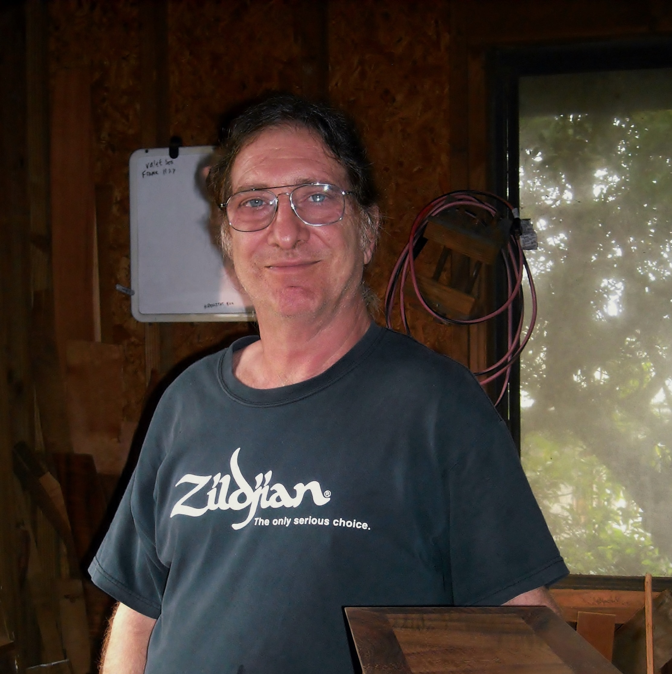 Tom at work in his woodshop