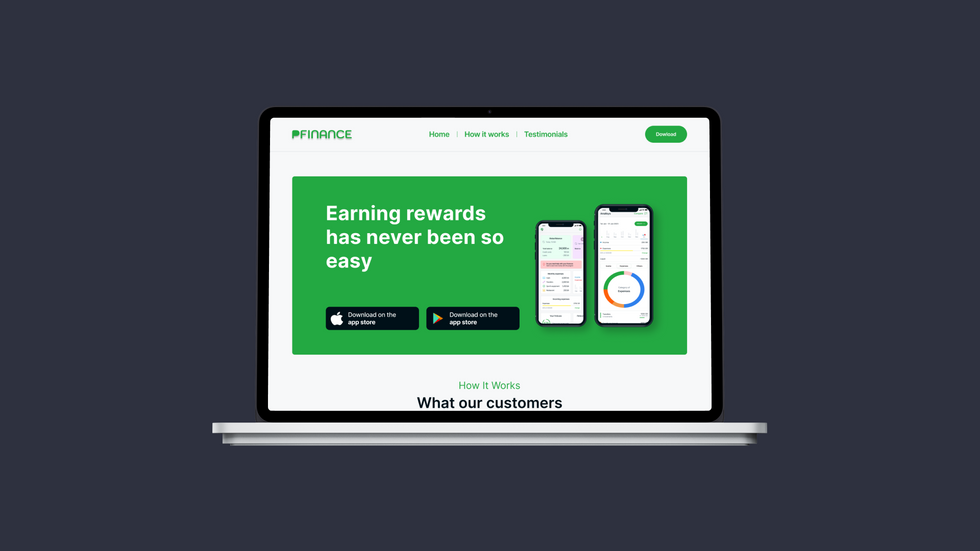 PFinance Landing page