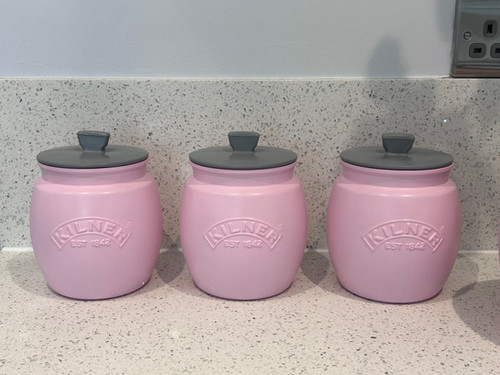 Storage Canisters Baby Pink Tea Coffee Sugar Canisters Set Of Pink