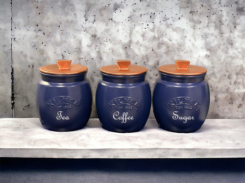 Blue Tea Coffee Sugar Canisters Navy Tea Coffee Sugar Canisters