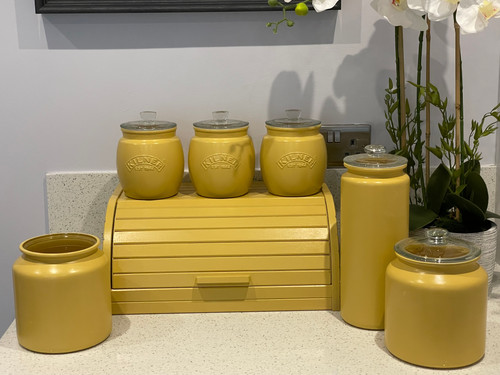 Yellow Tea Tea Coffee Sugar And Biscuit Canisters Canisters Tea