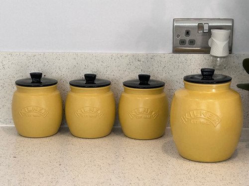 Yellow Tea coffee sugar Utensil Canister set Glamjar Products