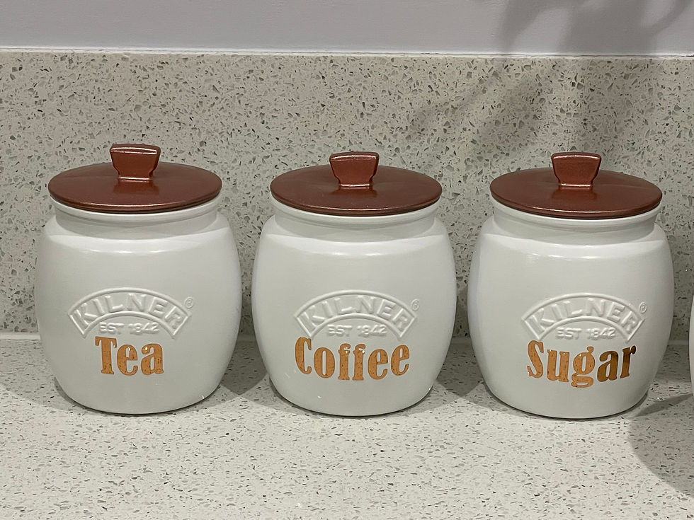 White Tea Coffee Sugar Canisters Kitchen Storage