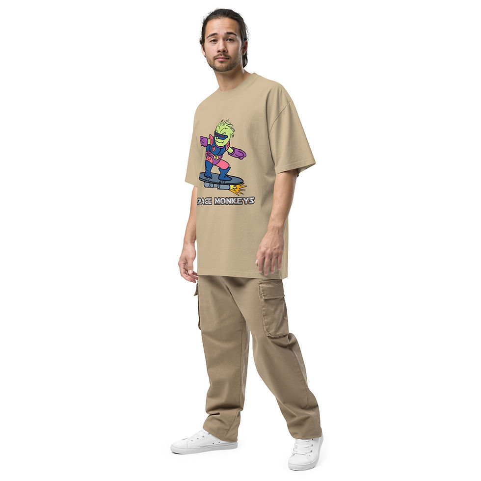 Thumbnail: Space Monkey Oversized faded t-shirt