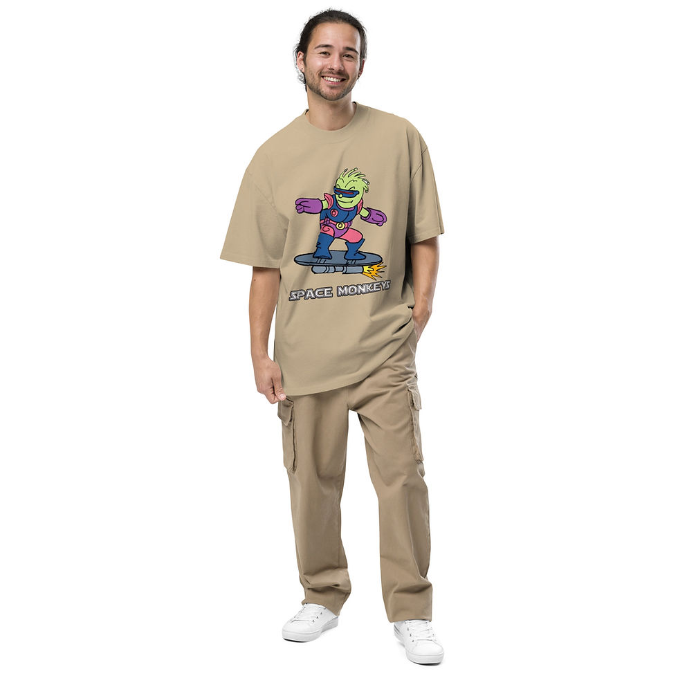 Thumbnail: Space Monkey Oversized faded t-shirt