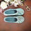 Thumbnail: Overhead view of Serene pale blue alpaca and paisley silk slippers.