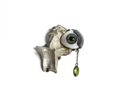 Maria, sterling silver, cubic zirconia, glass eye, 2023