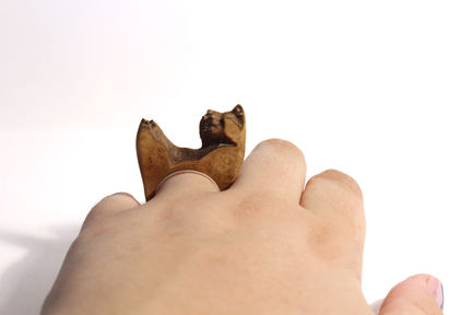 Wood and silver ring