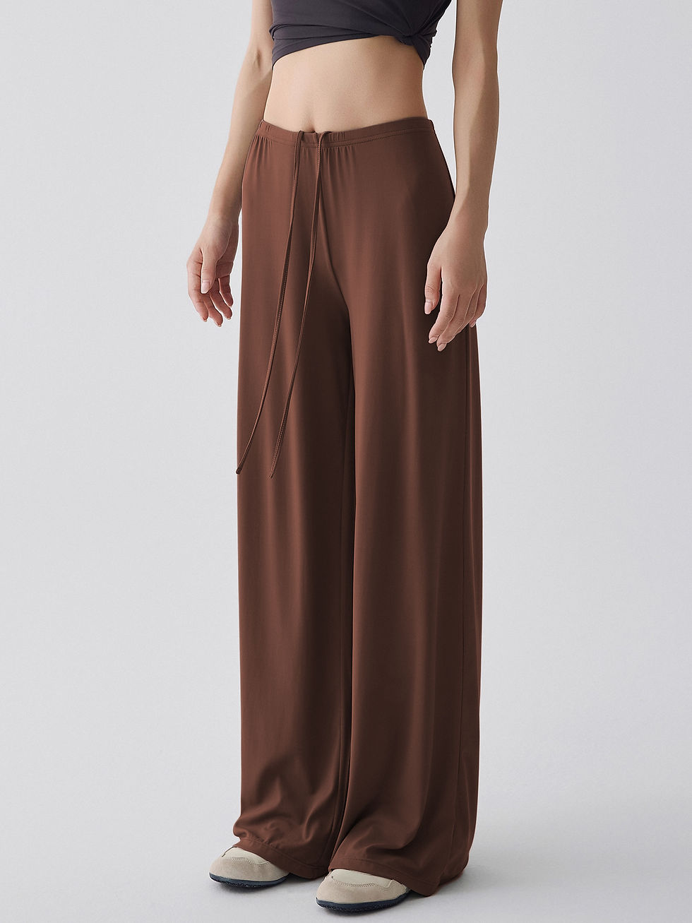 Miniatura: Calça jogger feminina de cintura alta e pernas largas para yoga