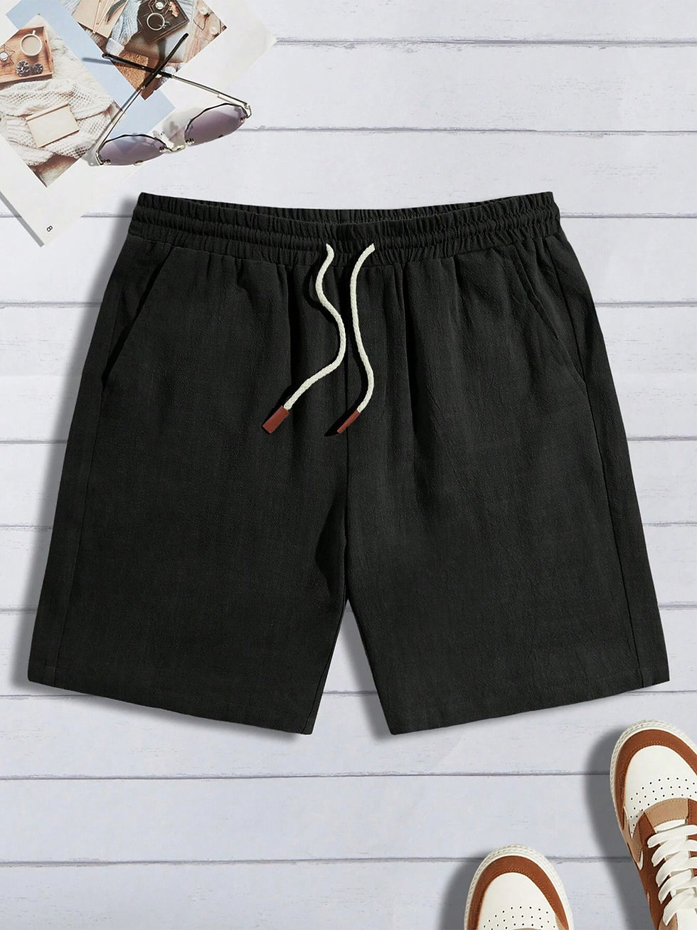 Miniatura: Shorts Masculino de Linho para o Verão, Leve, Respirável e Casual