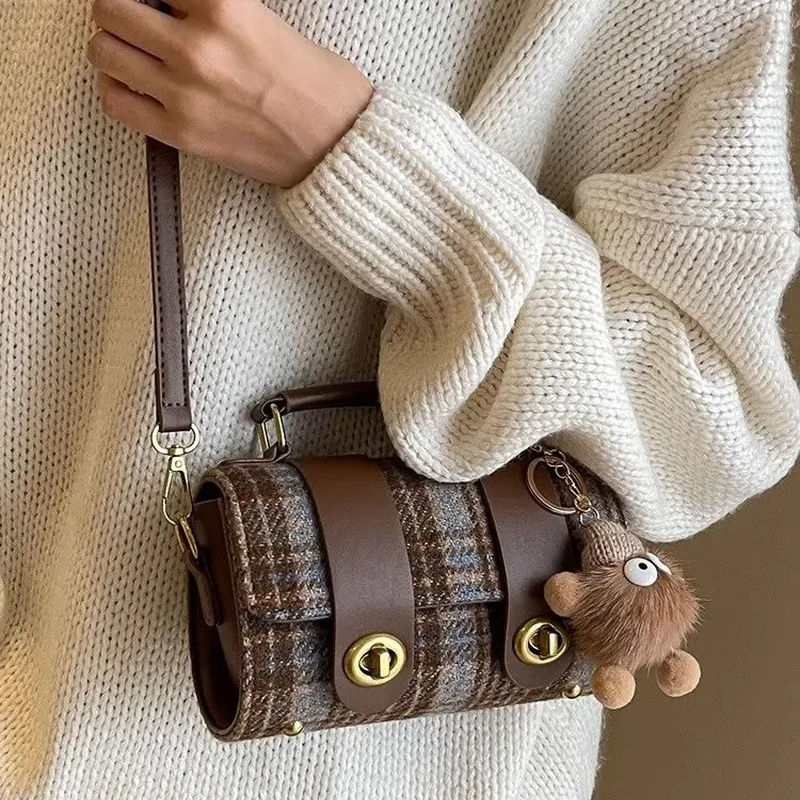 Miniatura: Bolsa feminina pequena e versátil de veludo cotelê