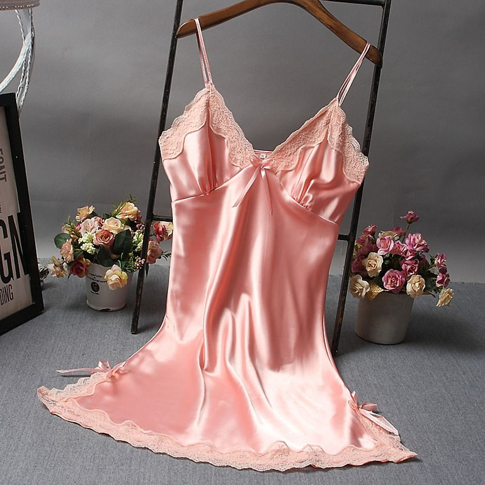 Miniatura: Camisola Feminina de Renda com Patchwork, Sexy, para Noite e Casamento
