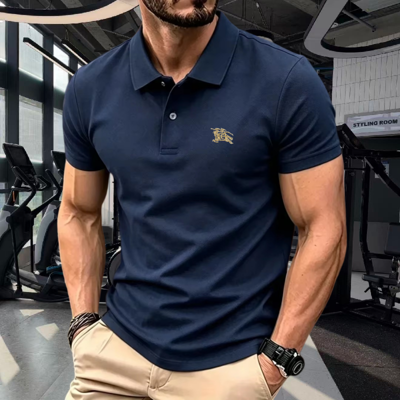 Camisa Polo Masculina de Algodão 100%, Manga Curta, Elegante e Casual