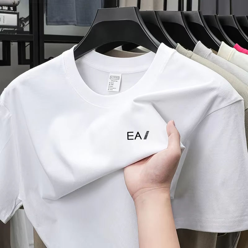 Thumbnail: Camiseta Masculina de Algodão 100% para o Verão, Gola Redonda e Manga Curta