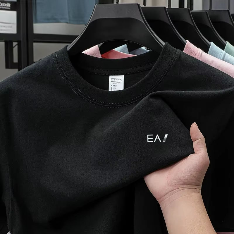 Camiseta Masculina de Algodão 100% para o Verão, Gola Redonda e Manga Curta