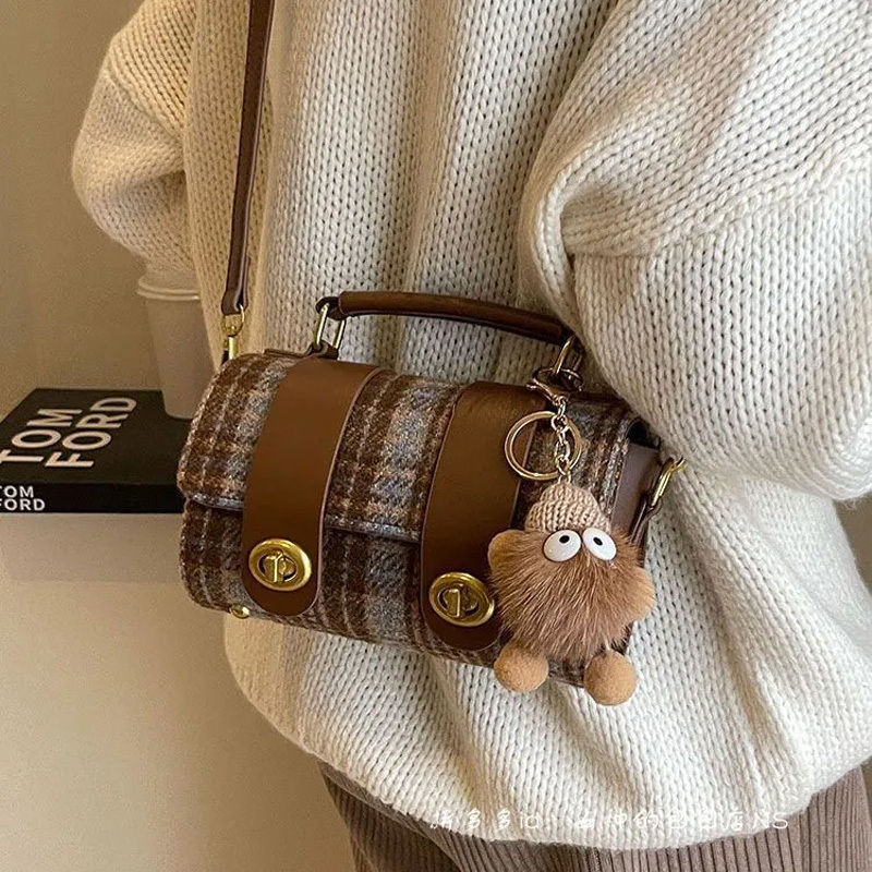 Miniatura: Bolsa feminina pequena e versátil de veludo cotelê