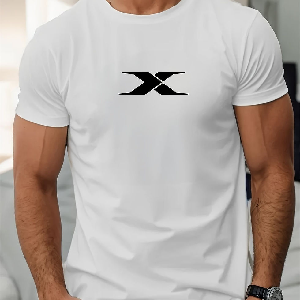 Miniatura: Camiseta Masculina Casual de Algodão 100%, Solta, Estampada e Respirável