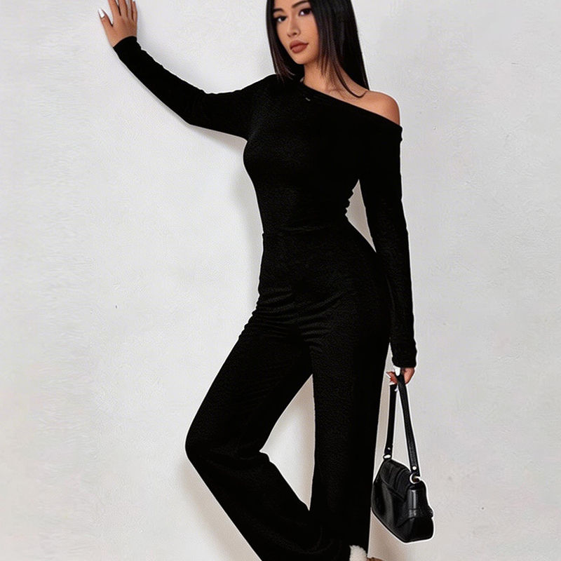 Macacão feminino casual de outono com modelagem justa