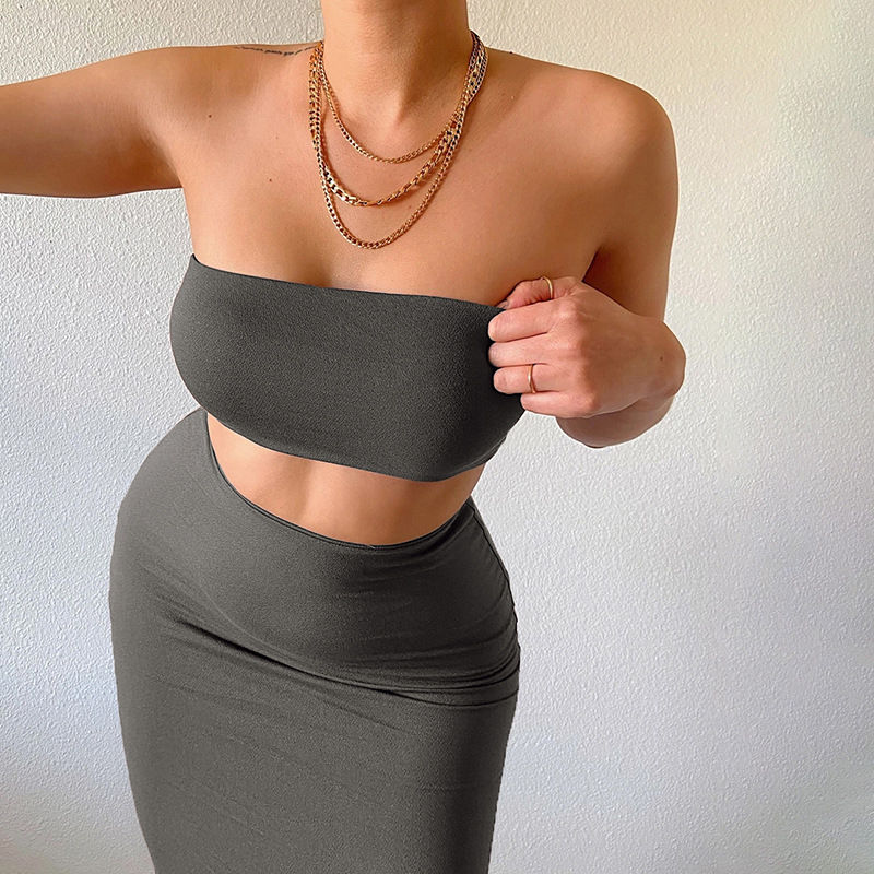Conjunto Feminino BKLD de 2 Peças, Justo e Sem Alças