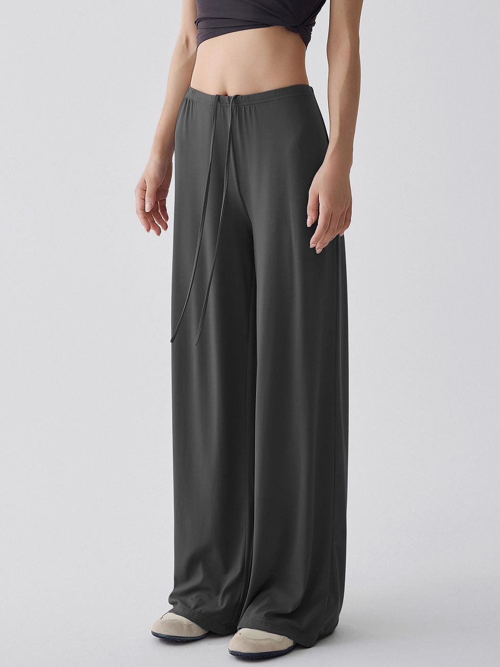 Miniatura: Calça jogger feminina de cintura alta e pernas largas para yoga