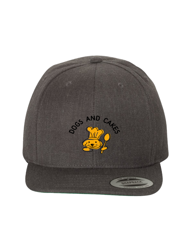 Adjustable snapback hat with Maui dog bakery logo