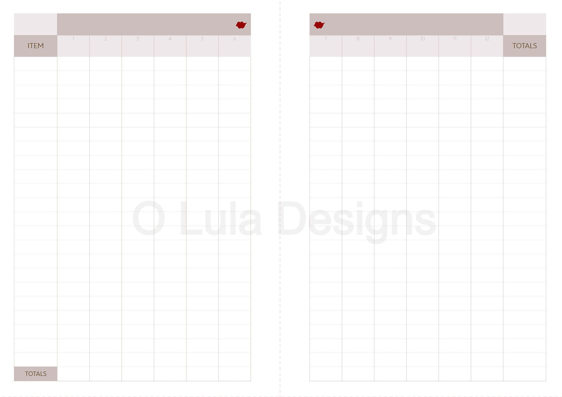 A6 Yearly Expense Tracker on 2 pages