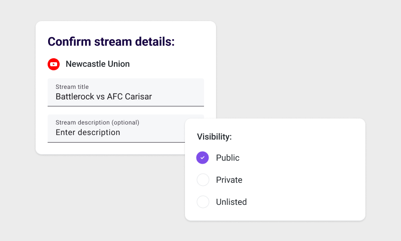 Confirm your stream details