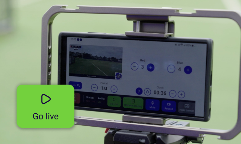 A phone set up in tripod ready to go livve