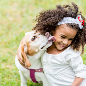Happy girl with a dog licking her face .jpg