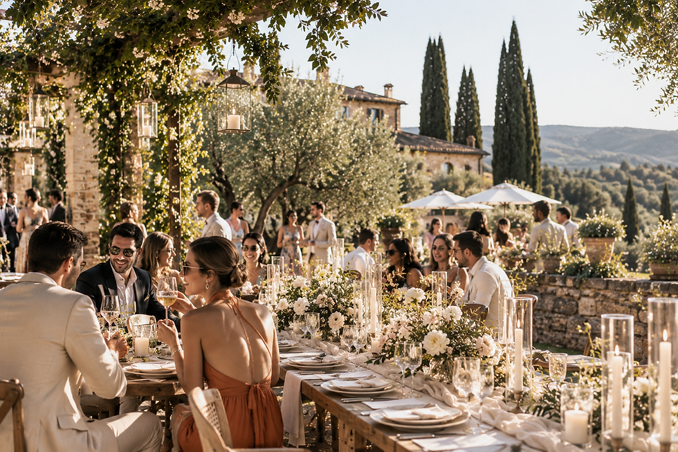 Welcome dinner for a destination wedding in Italy