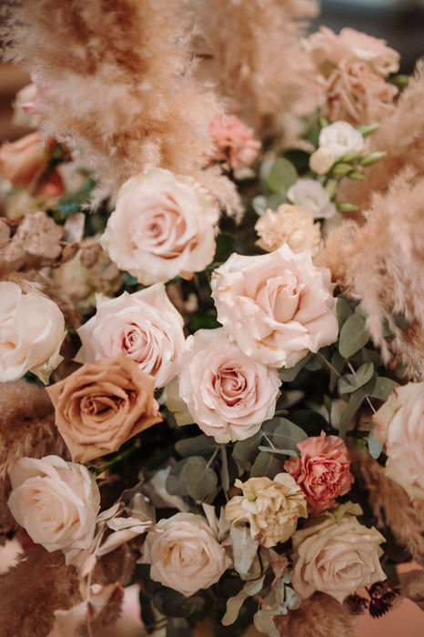 Wedding bouquet detail with roses at The St Regis Florence