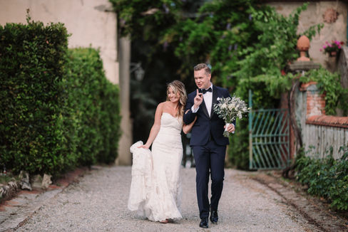 Bride and groom walking, Alyssa and Sean – Elegant Elopement at Belmond Villa San Michele Florence, riccardopieri.