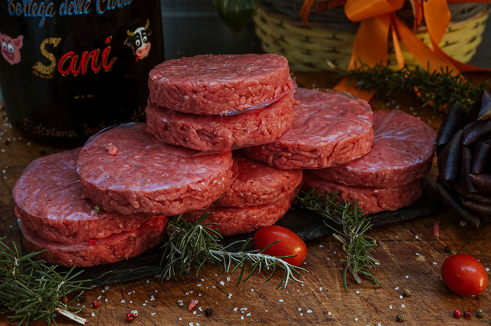 Hamburger artigianali freschi con rosmarino e pomodorini, Macelleria Sani Bucine Valdarno