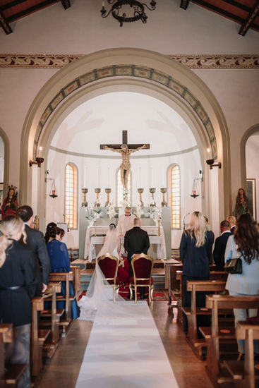 Wedding ceremony inside the church. Federica and Riccardo – An Elegant Seaside Wedding at Borgo dei Santi