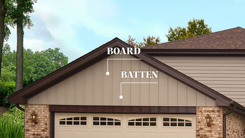 Board and batten siding on a Western Pennsylvania home exterior showing vertical panels and battens