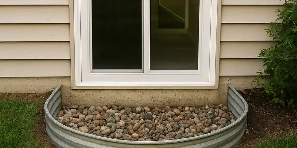 Basement egress window installation in North Huntingdon PA with waterproof window well and drainage system