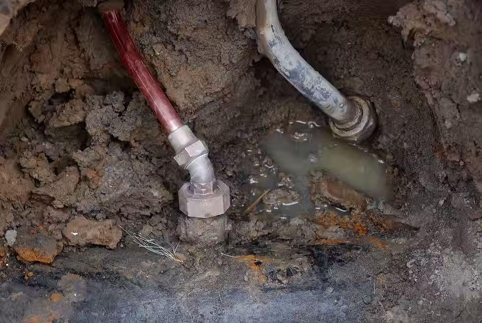 Water service line entering a basement wall near the meter in a Bethel Park home