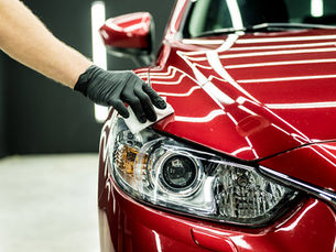 Vehicle receiving ceramic shine car wash treatment at Three Rivers Car Wash location in Western Pennsylvania