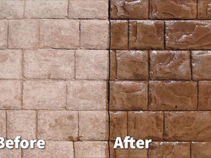 Professional sealing stamped concrete patio in Pittsburgh showing proper application technique