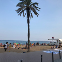 Barceloneta, im Hintergrund das W Hotel