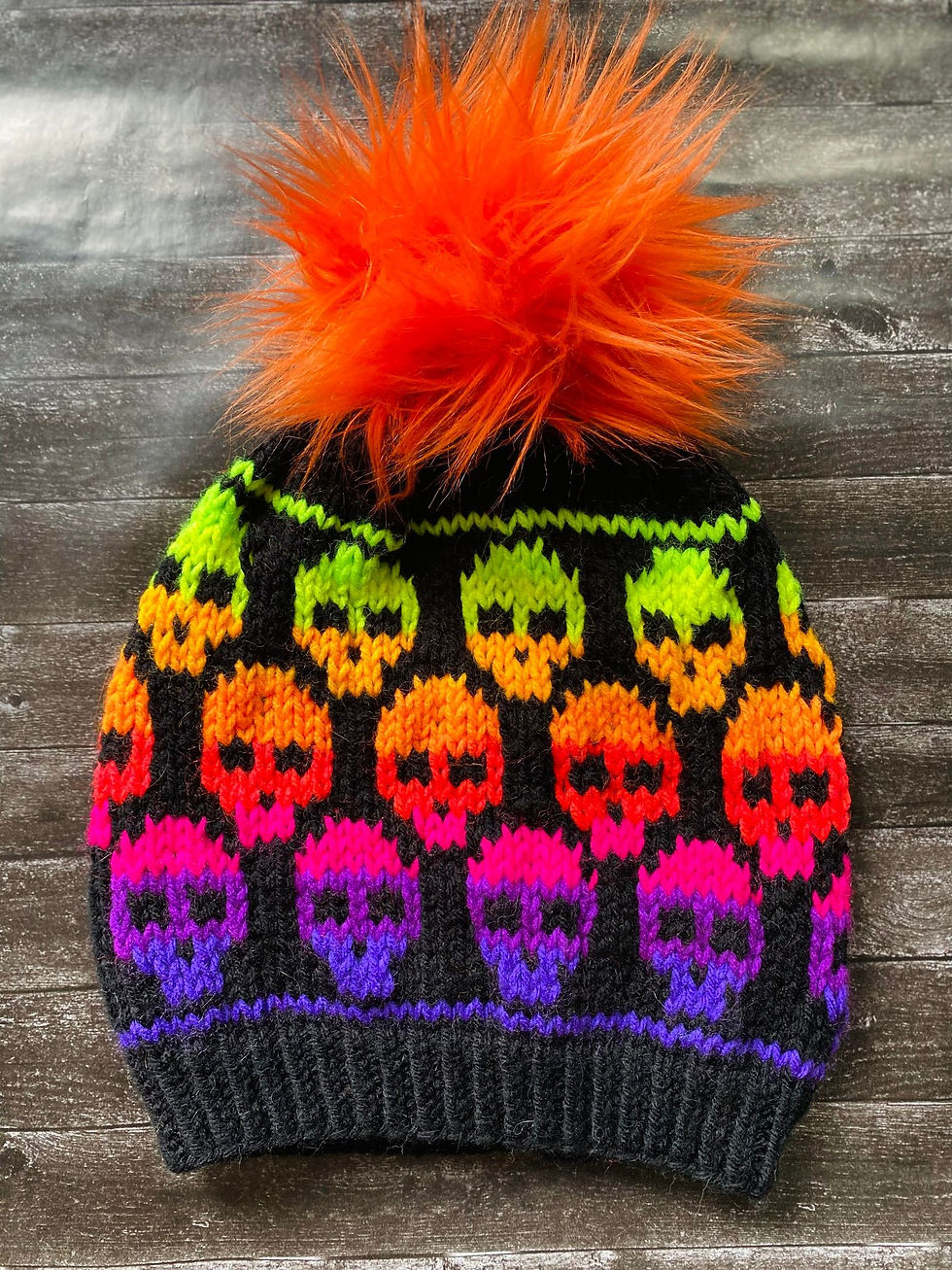 Thumbnail: Cranial Craze Beanie | Knit Skull Hat Pattern