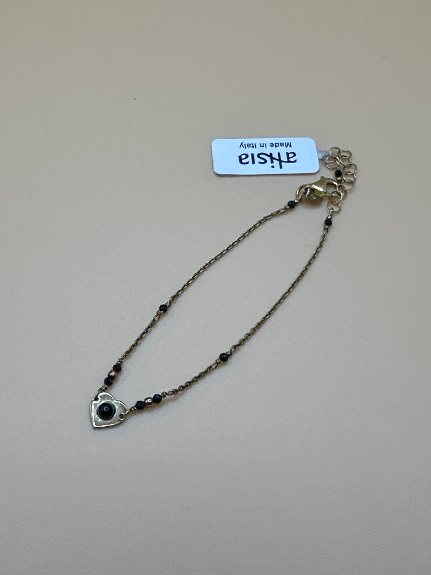 Bracciale Alisia Placcato Oro con Cuore Traforato e Agata Nera