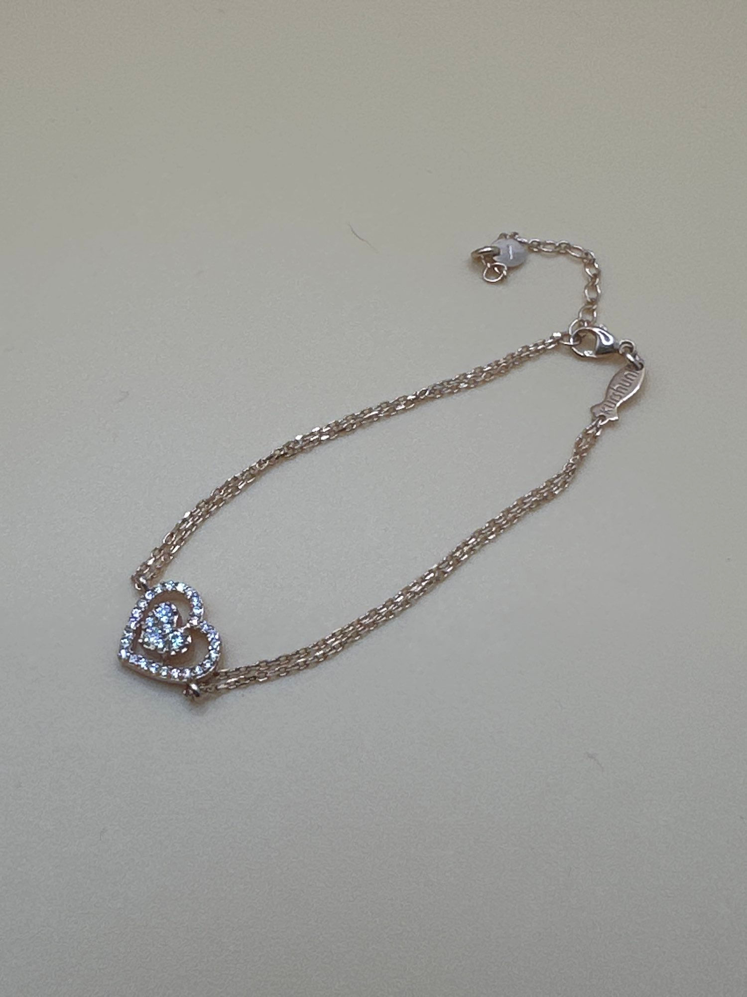 Bracciale Kurshuni Placcato Oro Rosa con Cuore Zirconato