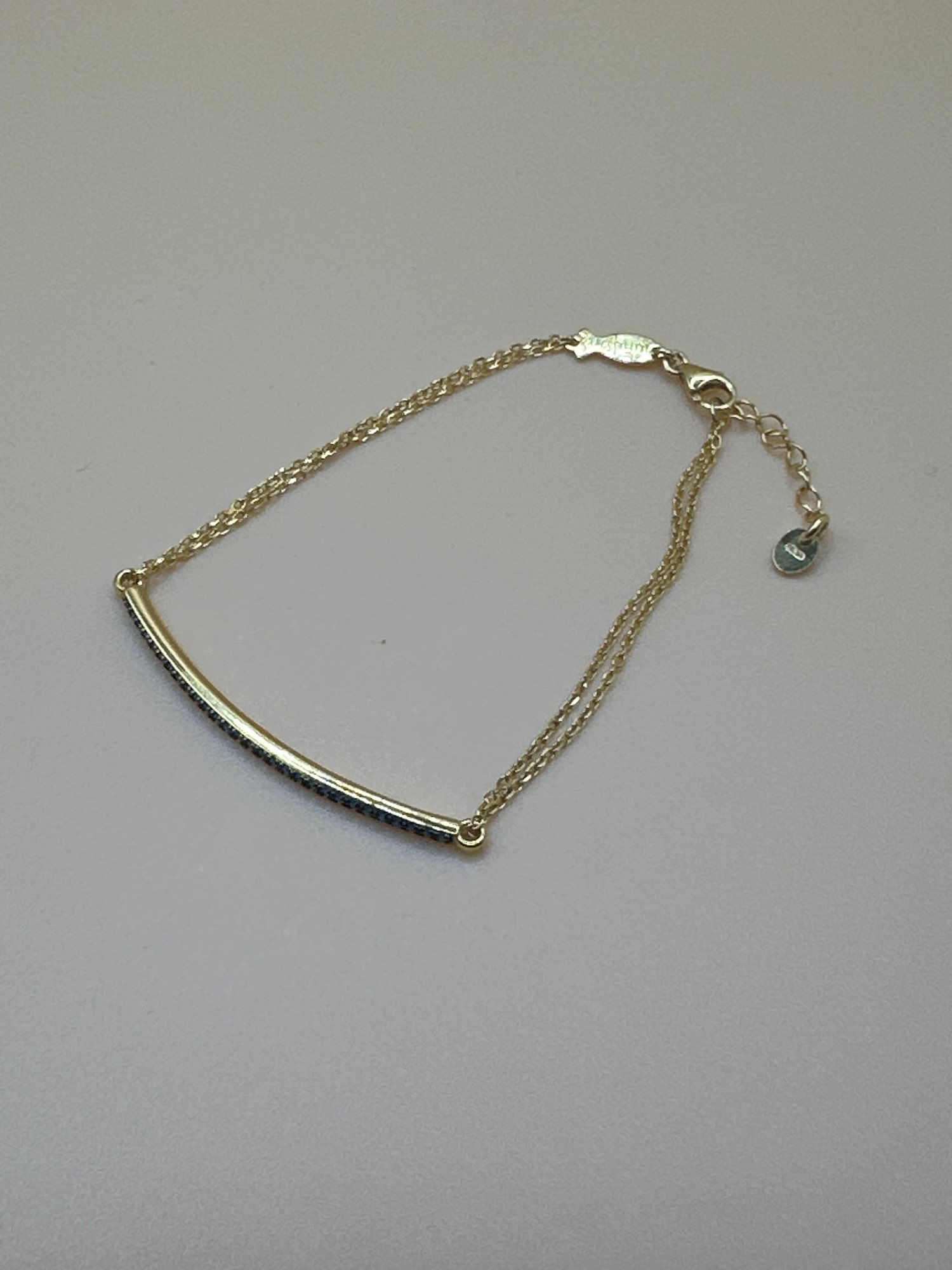 Bracciale Kurshuni Placcato Oro con Barretta di Zirconi Azzurri