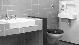 interior arrangement of the Barbican countertop washbasin, handrinse basin and wall hung WC