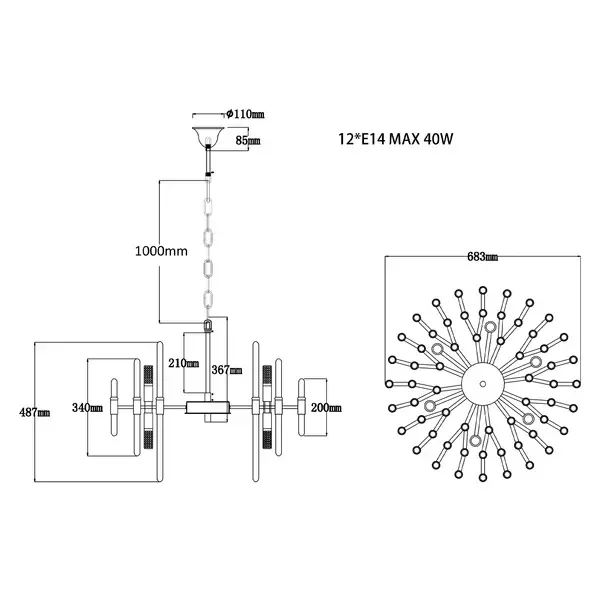 Miniatura: Durham 12 - Light Chandelier