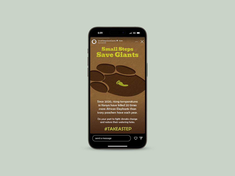 A variation of the campaign's print ad has been adapted to the format of an Instagram story.